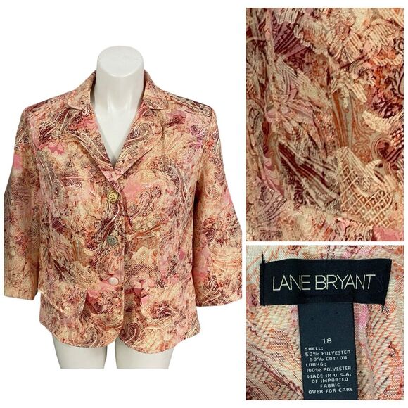 Lane Bryant Blazer Womens 18 Orange Jacket Work Office Harvest Casual Career - Picture 1 of 16